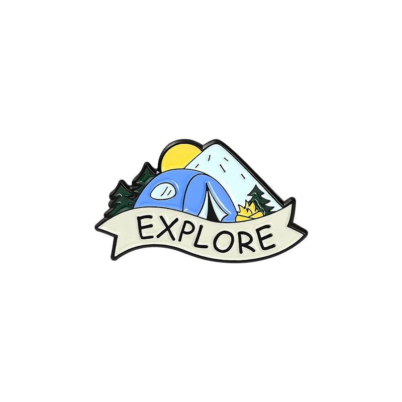 Outdoors Mountain Starry Night Enamel Pin Custom Wild Camping Hiking Brooches Bag Clothes Lapel Pin Adventure Badge Jewelry
