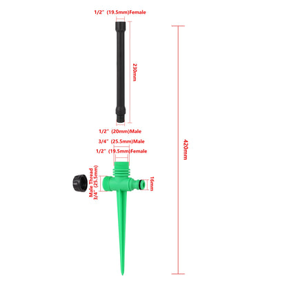 Double Outlet Impact Rocker Sprinkler Nozzle 360 Degree Rotary Jet Agricultural Garden Irrigation Sprinklers 1/2" Male Thread