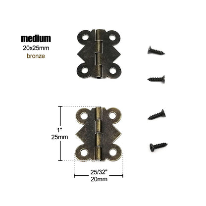 12pcs Mini Butterfly Shape Jewelry Chest Wooden Box Case Furniture Dollhouse Door Hinge With Screw 17x20 20x25 25x30mm