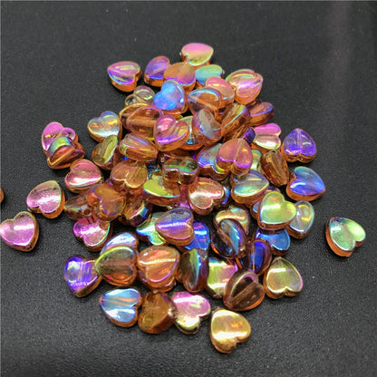 100pcs 8mm Acrylic Spacer Beads Heart-Shaped Charm Transparent Rainbow Color Beads for Jewelry Making DIY Jewelry Accessories