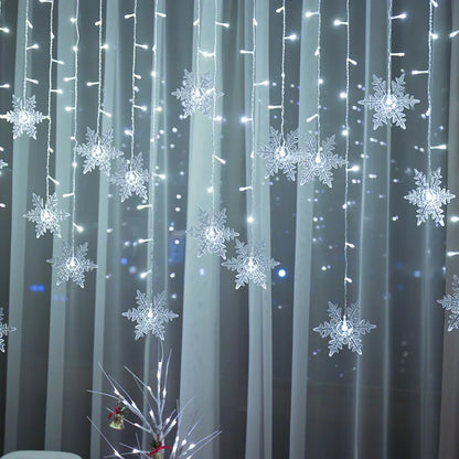 3.2M Christmas Snowflakes LED String Lights Flashing Fairy Curtain Lights Waterp