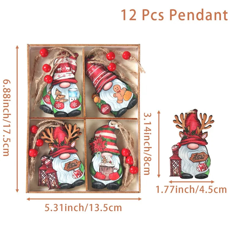 Wooden Christmas Pendant Merry Christmas Decor for Home 2023 Navidad Ornaments C