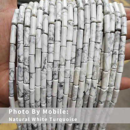 4*13mm Natural Stone Agate Jasper Turquoise Tube Shaped Beads Loose Cylindrical Bead for Jewelry Making DIY Bracelet Accessory