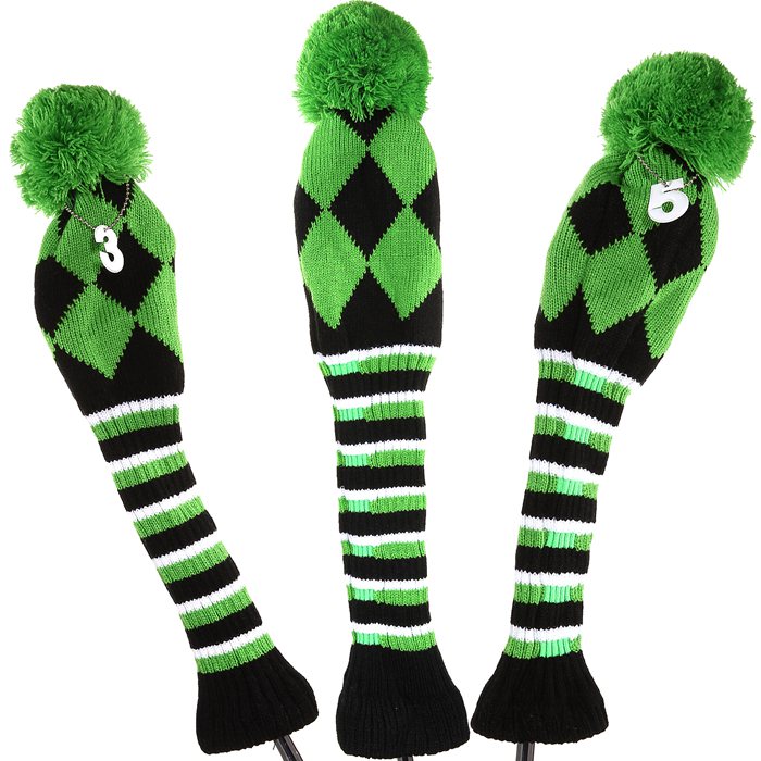 Golf 3pcs/Set Knitted Pom Pom Sock Covers 1-3-5 Golf Wood Headcover for Golf Dirver/Fairway Golf Club Headcovers
