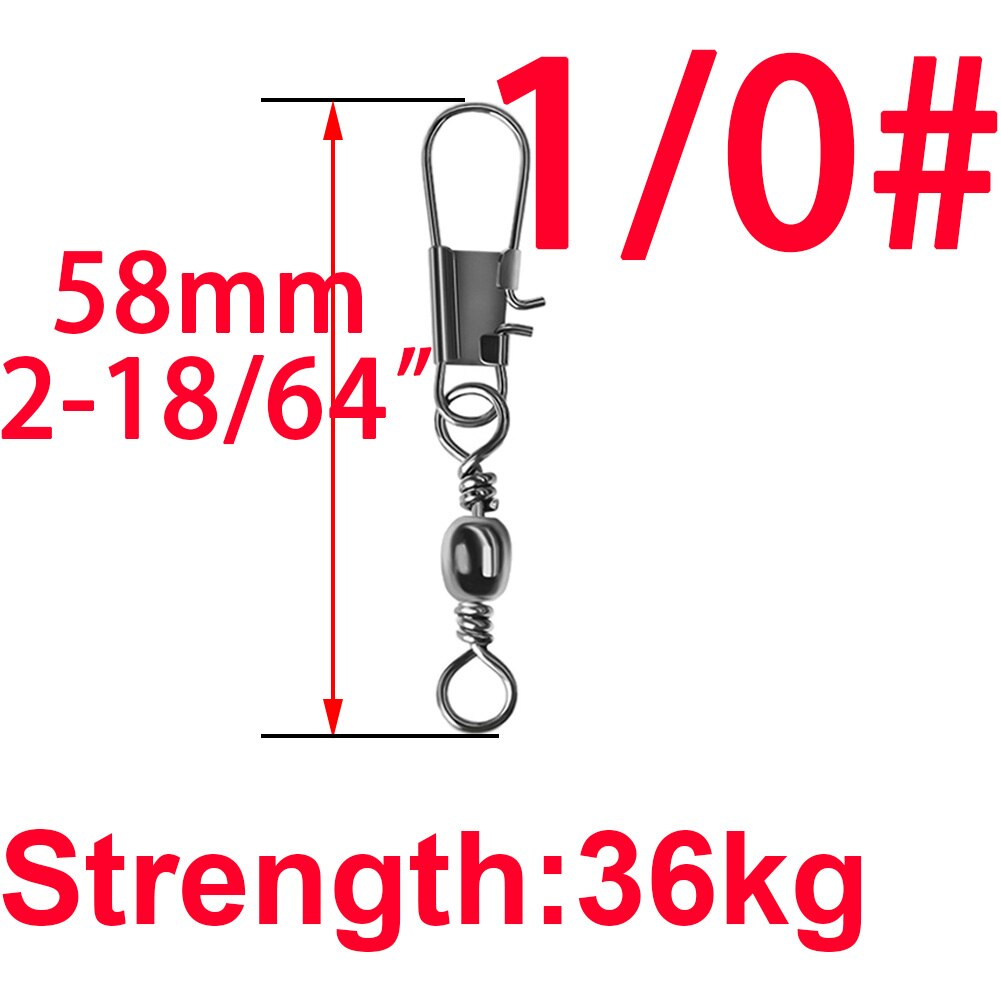 50pcs 14# to 3/0# Swivels Interlock Snap Fishing Lure Tackles Gear Accessories Connector Swivels Pin Bearing Rolling Solid Tool