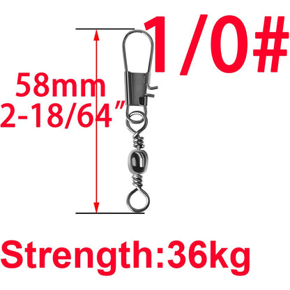50pcs 14# to 3/0# Swivels Interlock Snap Fishing Lure Tackles Gear Accessories Connector Swivels Pin Bearing Rolling Solid Tool
