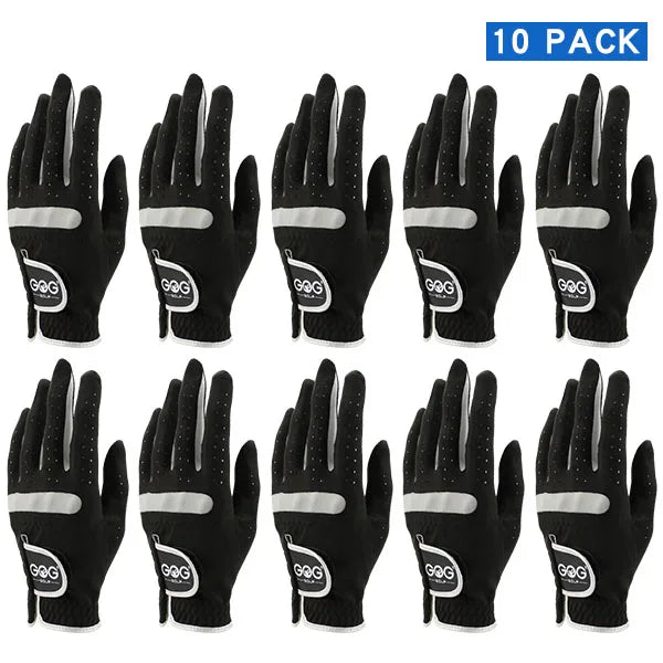 Pack of 10 PCS Men's Golf Gloves Breathable Black Soft Fabric Brand GOG Golf Glove Left Hand Drop Ship