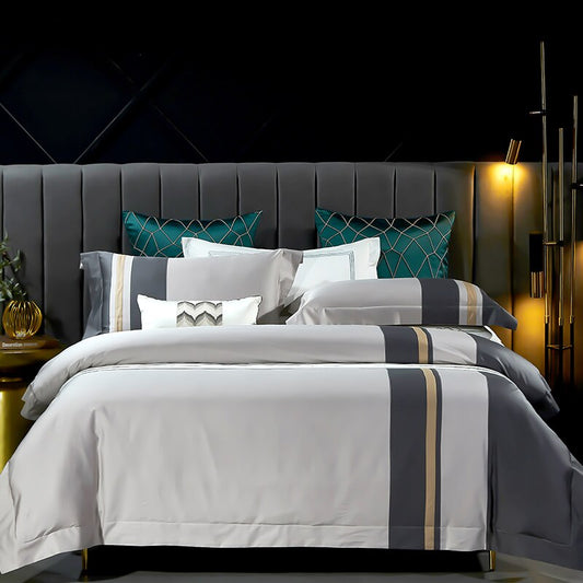 New 1000TC Egyptian Cotton Bedding Sets Queen King Size Bed Duvet Cover Flat /Fitted Sheet Linen Set Pillowcase 4pcs Bed Set
