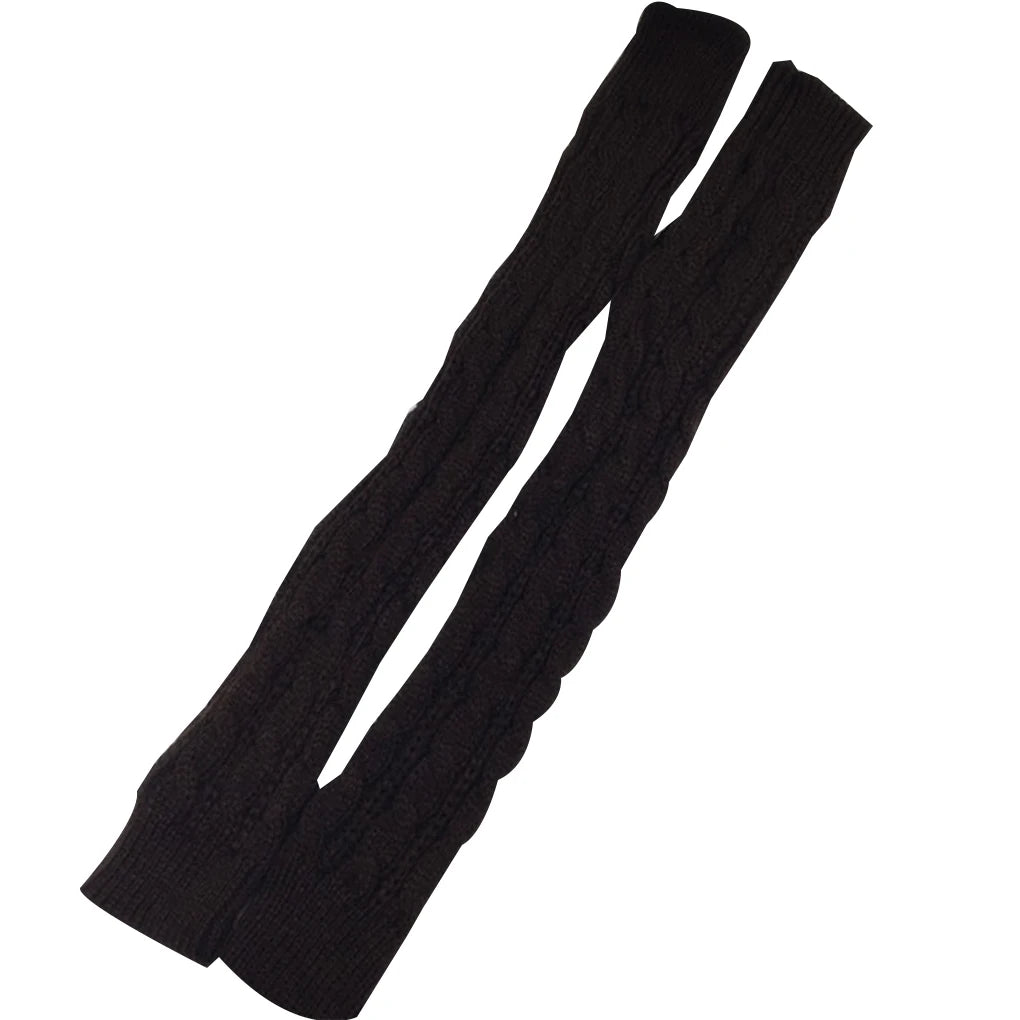 1 Pair Autumn Winter Women Knit Gloves Arm Wrist Sleeve Hand Warmer Girls Rhombus Long Half Winter Mittens Fingerless Gloves
