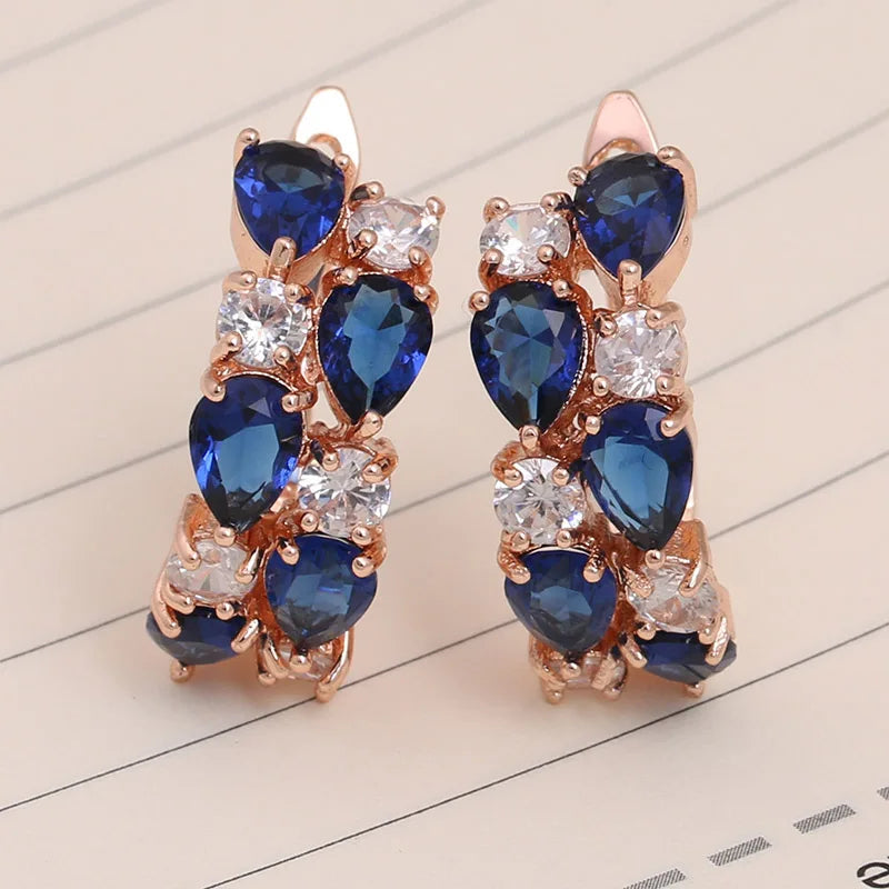 LXOEN 2022 Classic Semi-Precious Stone Stud Earrings for Women Silver Color Round Studs Ear Jewelry Brinco Bijoux