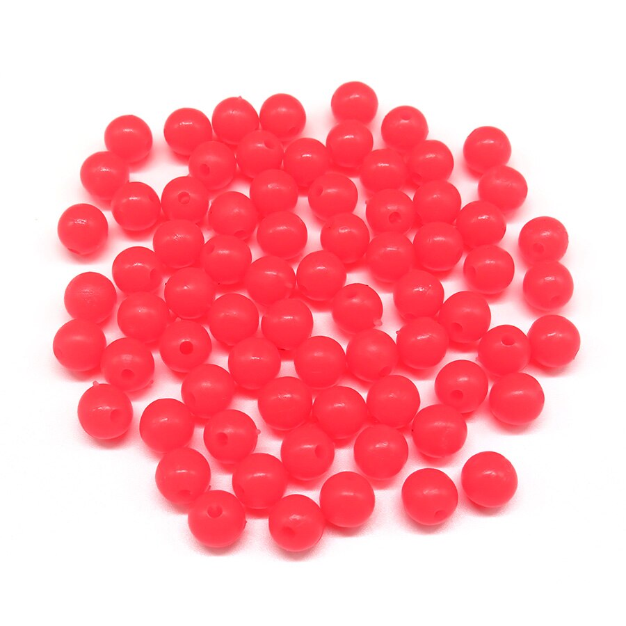 Minfishing 200 Pcs Red Soft Glowing Fishing Beads for Night Fishing Round/Oval Stopper Luminous Beads Fishing Accessories