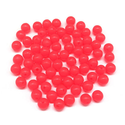 Minfishing 200 Pcs Red Soft Glowing Fishing Beads for Night Fishing Round/Oval Stopper Luminous Beads Fishing Accessories