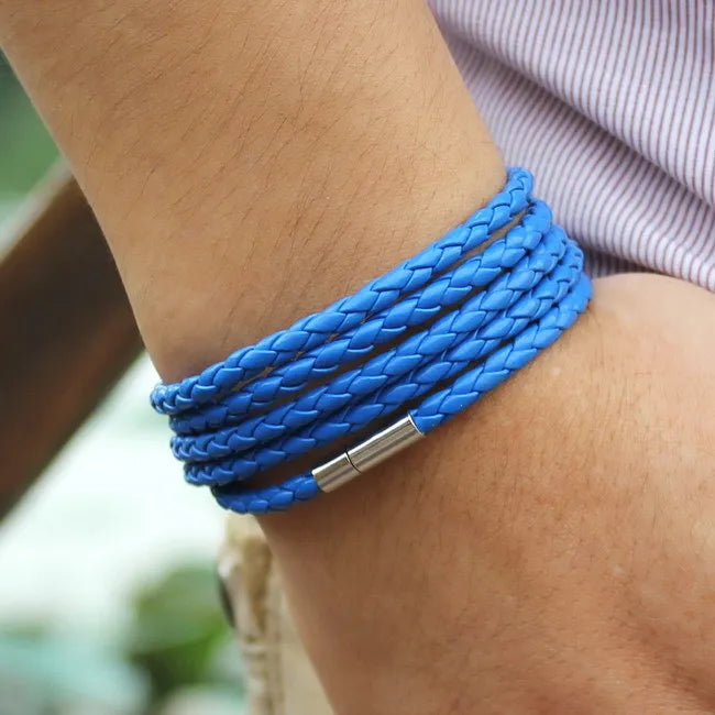 TYO Fashion 5 Layer Leather Bracelets & Charm Bangle Handmade Round Rope Turn Buckle Bracelet for Women Men Low Price