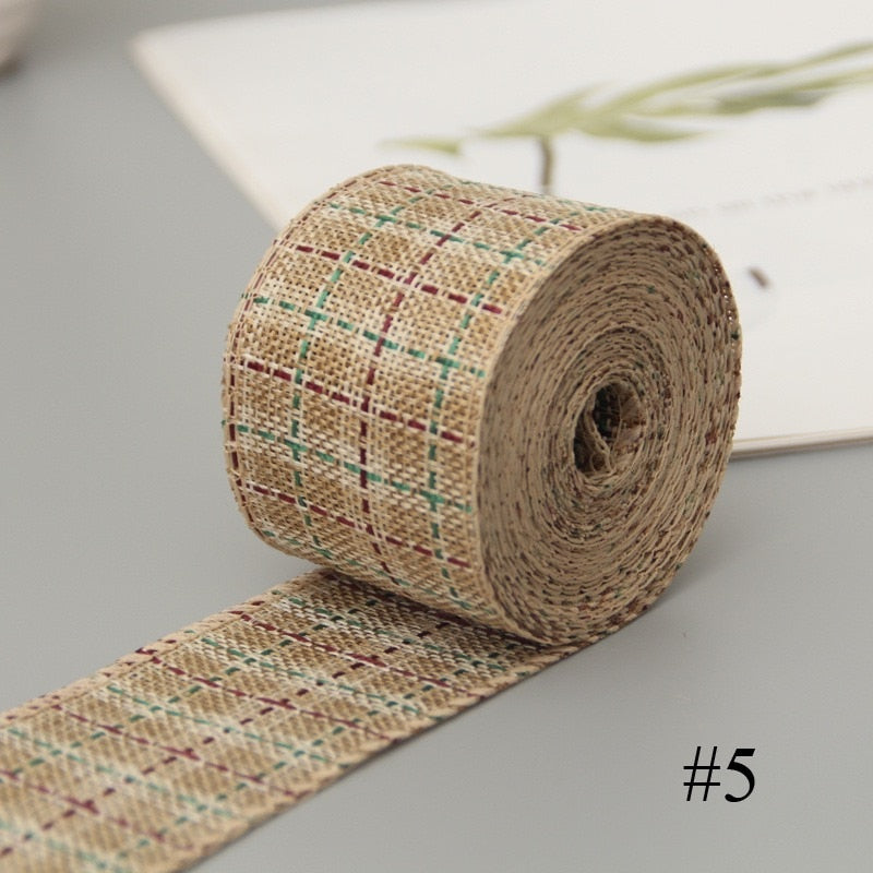 6Yards/Roll Ribbon Imitation Hemp Ribbon Wire Linen Ribbon Christmas Decoration