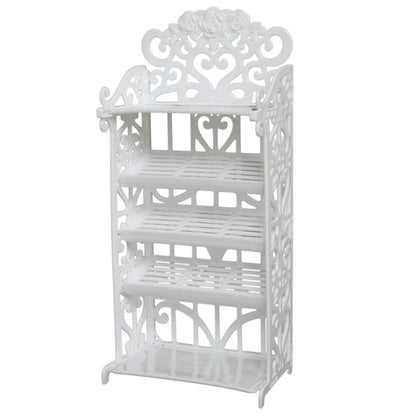 1x Plastic White Doll Shoes Rack / Random 12 Pairs Shoes Dollhouse Furniture Accessories for Barbie Doll Kids Toy