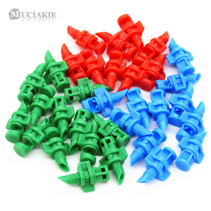 MUCIAKIE 60pcs/Pack 90 180 360 Degree Refraction Nozzle Garden Irrigation for Plant Spray Nozzle Mist Sprayer Irrigation Fitting