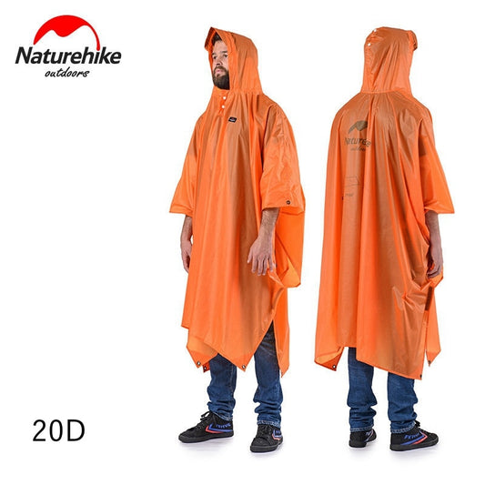 Naturehike Single Person Poncho Raincoat Backpack Cover Outdoor Awning Camping Mini Tarp Sun Shelter 20D Silicone 210T Taffeta