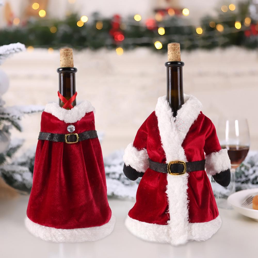 Christmas Wine Bottle Cover Merry Christmas Decor for Home 2023 Navidad Noel Christmas Ornaments Xmas Happy New Year 2024
