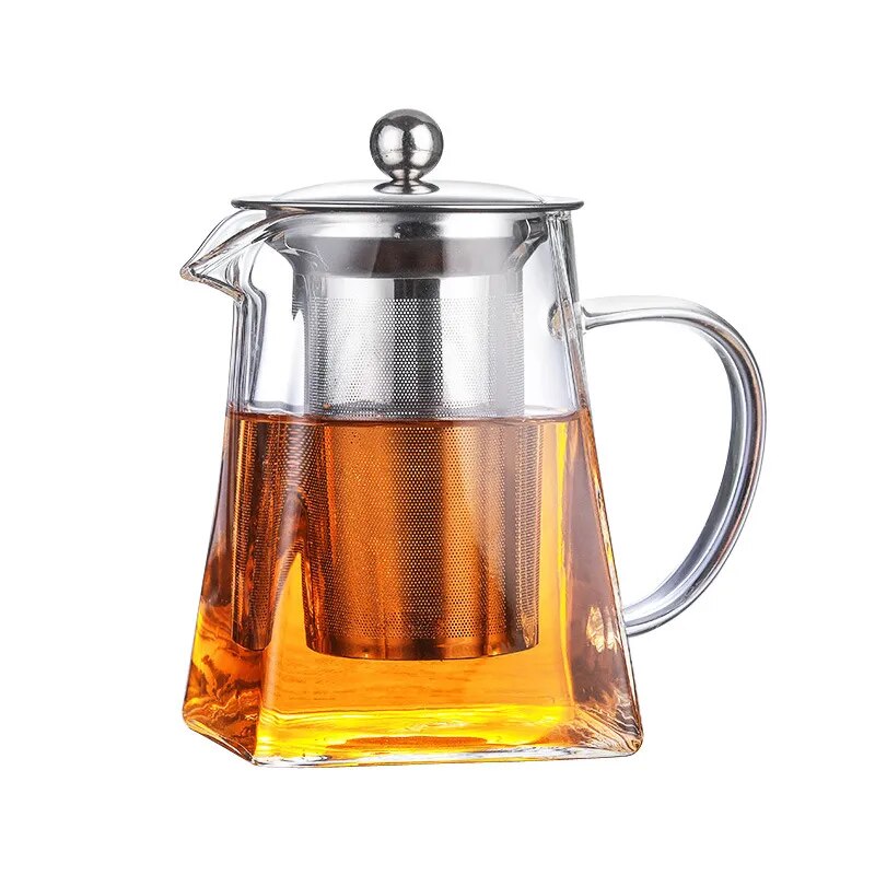 Heat Resistant Glass Teapot With Stainless Steel Tea Infuser Filter Flower Tea K