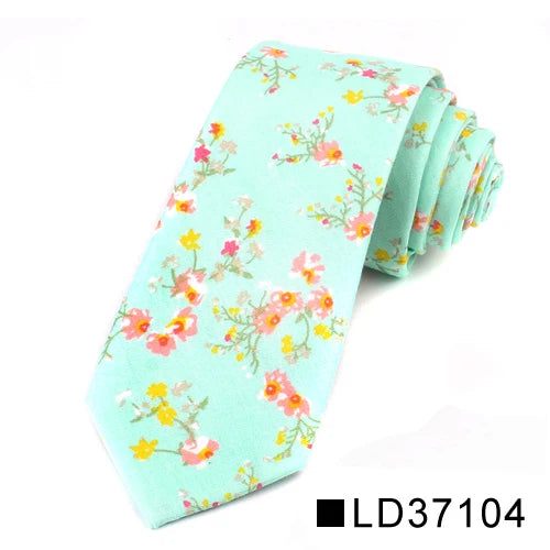 New Floral Tie for Men Women Skinny Cotton Neck Tie for Wedding Casual Mens Neckties Classic Suits Flower Print Neck Ties Cravat