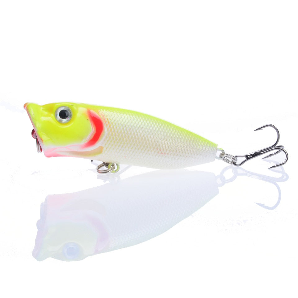 Hot 1pcs Fishing Lures 6.5cm/12g Topwater Popper Bait 5 Color Hard Bait Artificial Wobblers Plastic Fishing Tackle With 6# Hooks