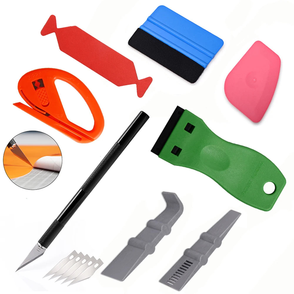 FOSHIO Carbon Fiber Vinyl Film Install Tool Kit Car Wrap Window Tint Magnetic Squeegee Razor Cleaning Scraper Rubber Water Wiper