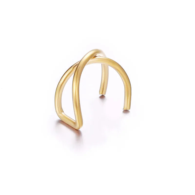 5Pcs/Set Stainless Steel C Shape Cross Clip Ear Cuffs Leaf Ear Clip Earrings for Women No Piercing Fake Cartilage Earring