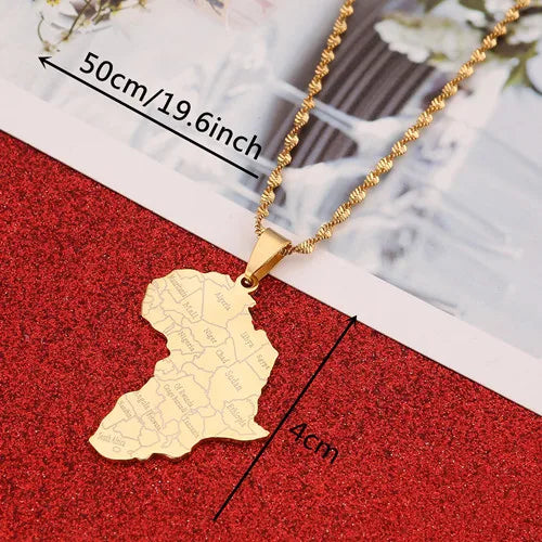 Africa Map Pendant Necklaces Heart African of Maps Jewelry Charms Gold Color Heart Map
