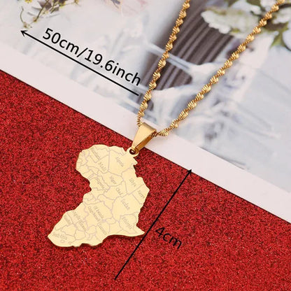 Africa Map Pendant Necklaces Heart African of Maps Jewelry Charms Gold Color Heart Map