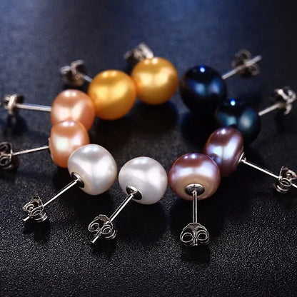 HENGSHENG Freshwater White Pearl Earrings Fashion Jewelry Silver Stud Earrings for Women Super Deal