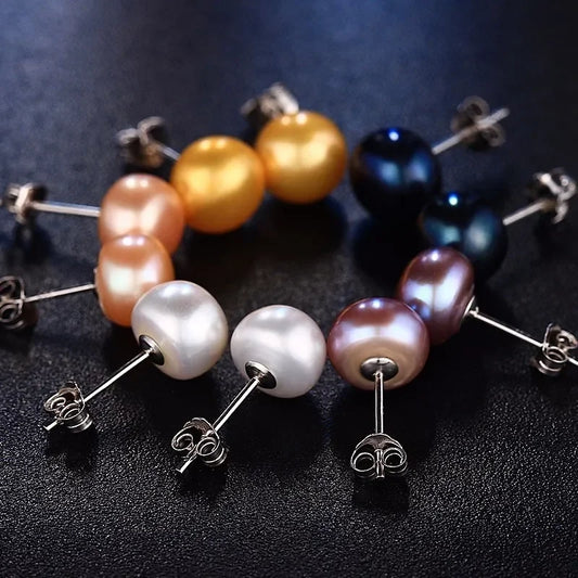 HENGSHENG Freshwater White Pearl Earrings Fashion Jewelry Silver Stud Earrings for Women Super Deal