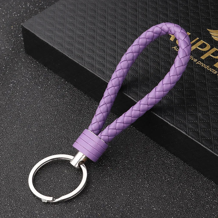 Handmade Knitted Rope Making Leather Rope Keychain for Women Men Rope for Hanging Bags Key Chain Porte Clef Chaveiro Keychains