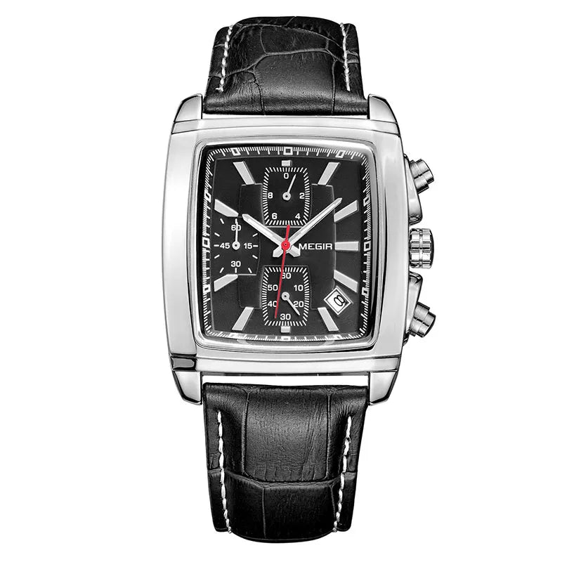 MEGIR New Casual Brand Watches Men Hot Fashion Sport Wristwatch Man Chronograph Leather Watch for Male Luminous Calendar Hour