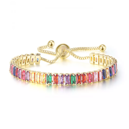 ZHOUYANG Tennis Bracelet for Woman Trendy Simple Adjustable Rose White Gold Color Bracelets Fashion Jewelry DZH009
