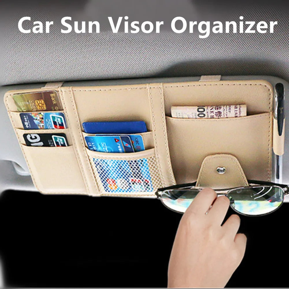 Car Styling Visor Organizer Auto Sun Visor Storage Pouch Car Organizer Sunglasses Holder Card Organizer Ticket Pocket Pen Holder