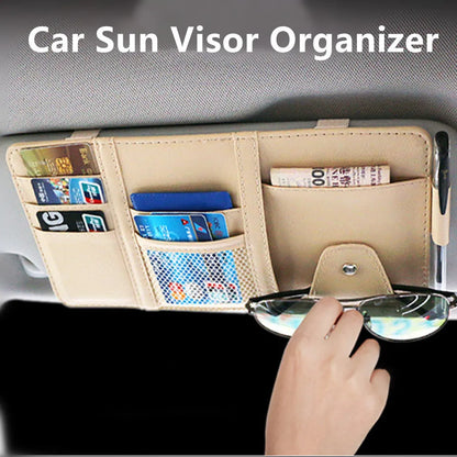 Car Styling Visor Organizer Auto Sun Visor Storage Pouch Car Organizer Sunglasses Holder Card Organizer Ticket Pocket Pen Holder