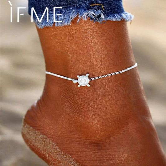 If ME Bohemian Turtle Anklets for Women Vintage Silver Color Ankle Bracelet on Leg Summer Beach BOHO Foot Jewelry 2018 NEW