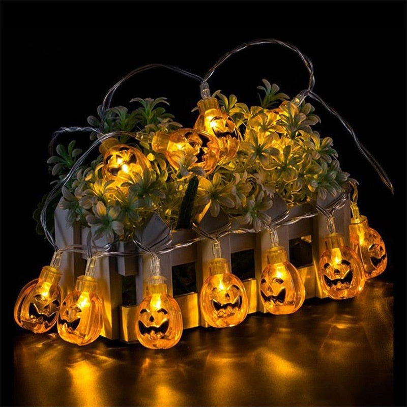 1.5M 10LED Halloween Horror Pumpkin Skull Led String Light Bat Ghost Outdoor Lamp Garland for Halloween Party Home Hanging Decor