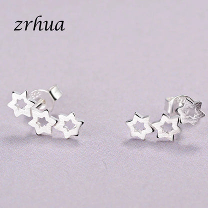 Newest 925 Sterling Silver Needle Women's Jewelry Cute Chic Stud Earrings for School Girls Kids Lady Birthday S925 Stamp