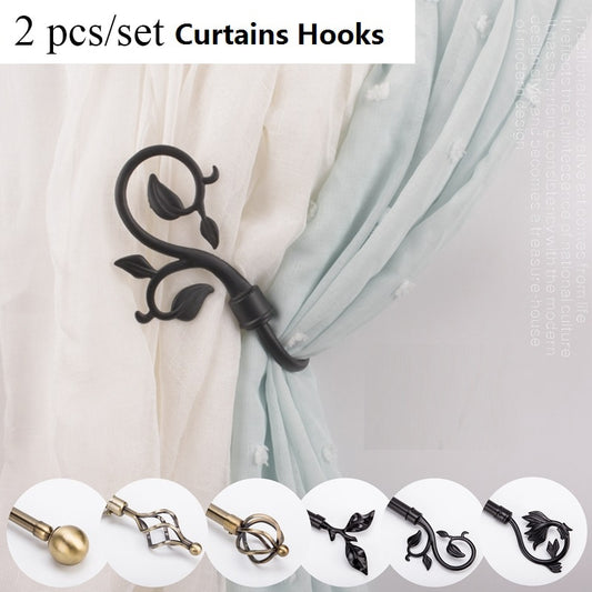 2pcs/Set Curtain Tieback Holder Hooks Tie Backs Bedroom Living Room Curtain Decoration Accessories Holdback Metal Curtain Hook