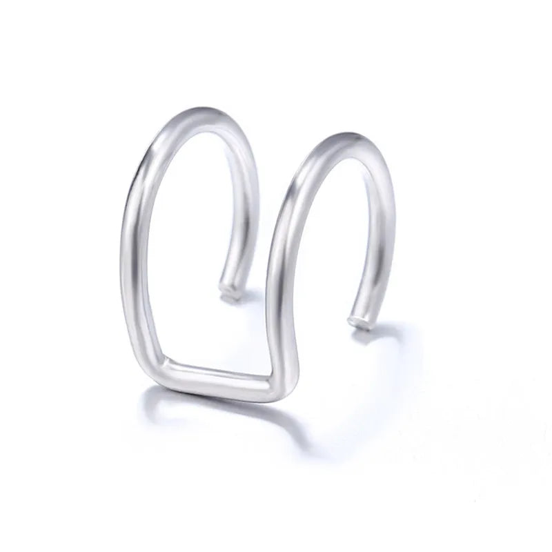 5Pcs/Set Stainless Steel C Shape Cross Clip Ear Cuffs Leaf Ear Clip Earrings for Women No Piercing Fake Cartilage Earring