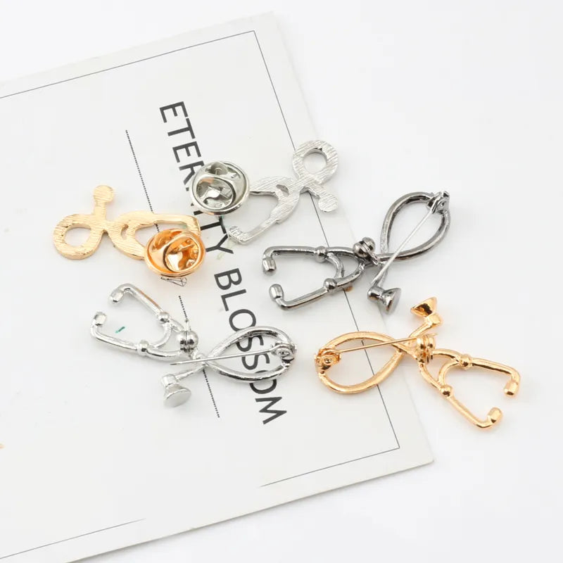 High Quality 2 Style Brooches Doctor Nurse Stethoscope Brooch Medical Jewelry Enamel Pin Denim Jackets Collar Badge Pins Button