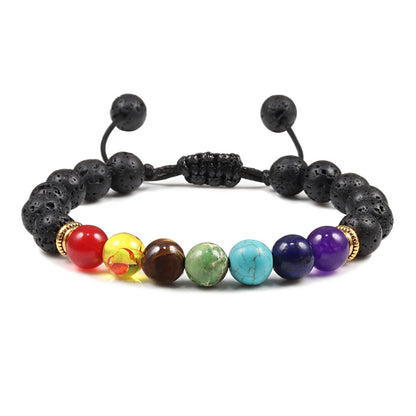 Natural Stone Tiger Eye 7 Chakra Bracelets & Bangles Yoga Balance Beads Buddha Prayer Elastic Bracelet Men Pulseira Masculina
