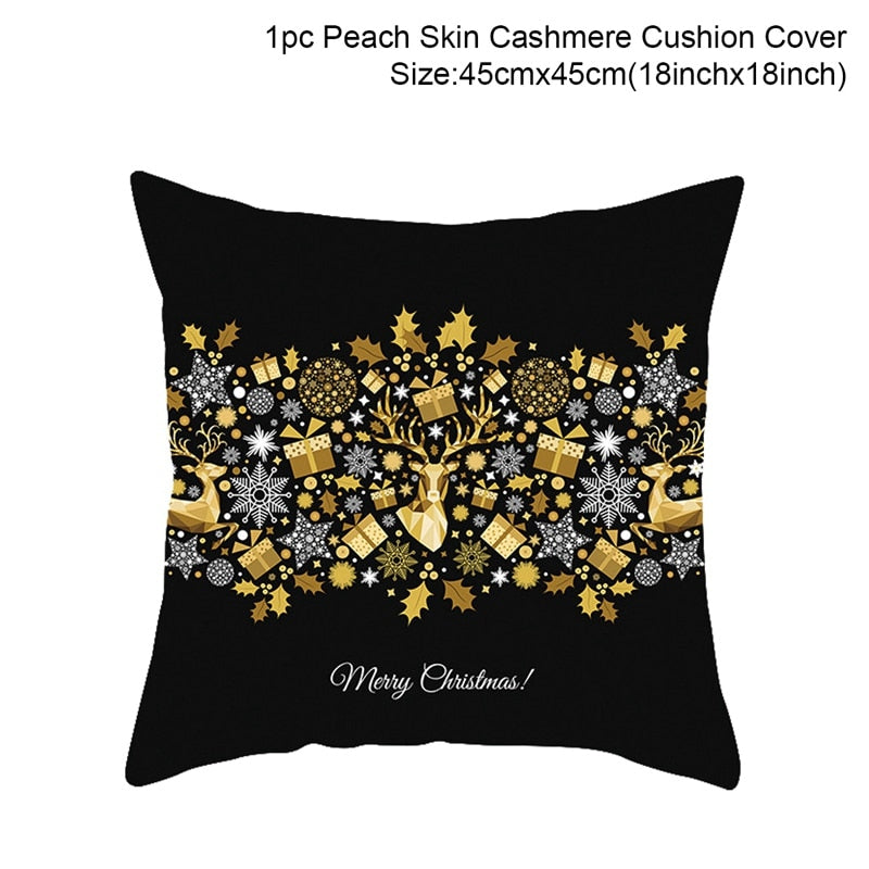 QIFU Cotton Linen Merry Christmas Cushion Covers 45x45cm Decorative Christmas Pi