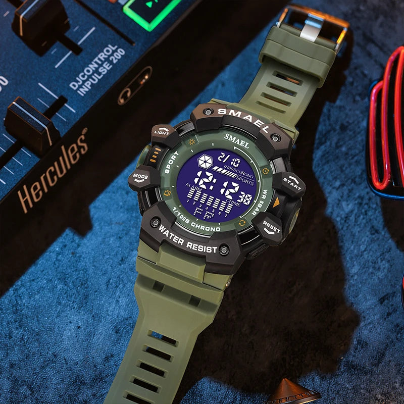 Mens Watch Military Water Resistant SMAEL Sport Watch Army Led Digital Wrist Stopwatches for Male 1802 Relogio Masculino Watches