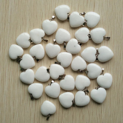 50pcs/Lot 2022 Assorted Heart Natural Stone Charms Pendants for Jewelry Making Good Quality 20mm