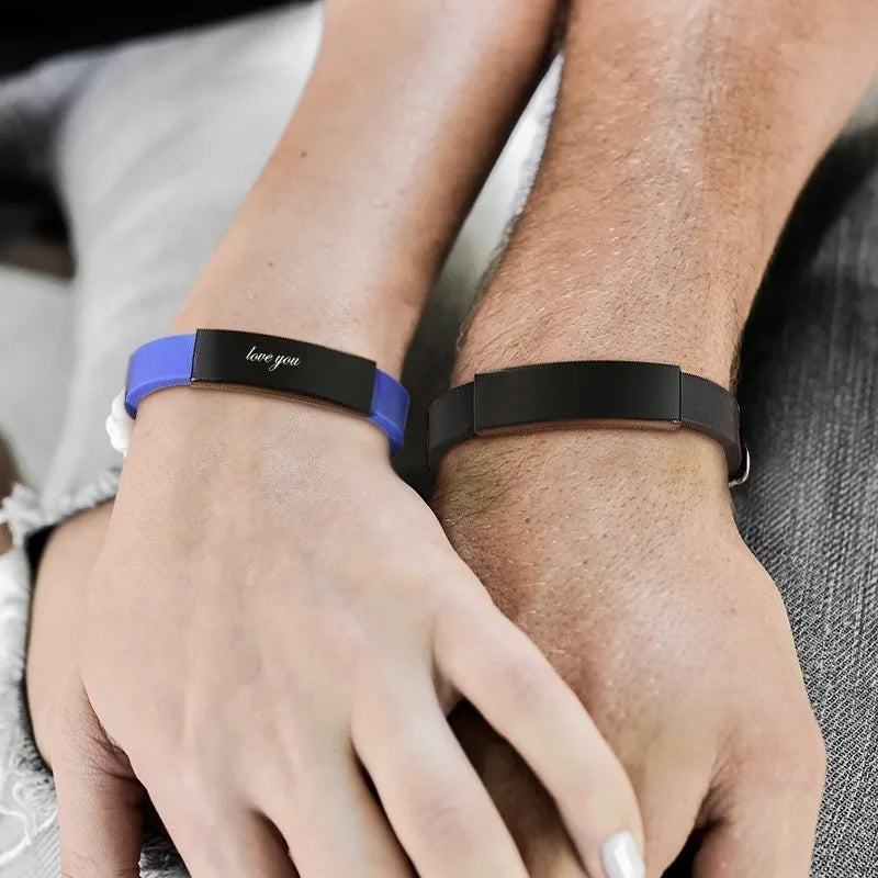 Personalized Rubber Silicone Bracelet ID Kids Baby Bracelet Bangle Adjustable Slide Custom Name for Children Women Men Boy