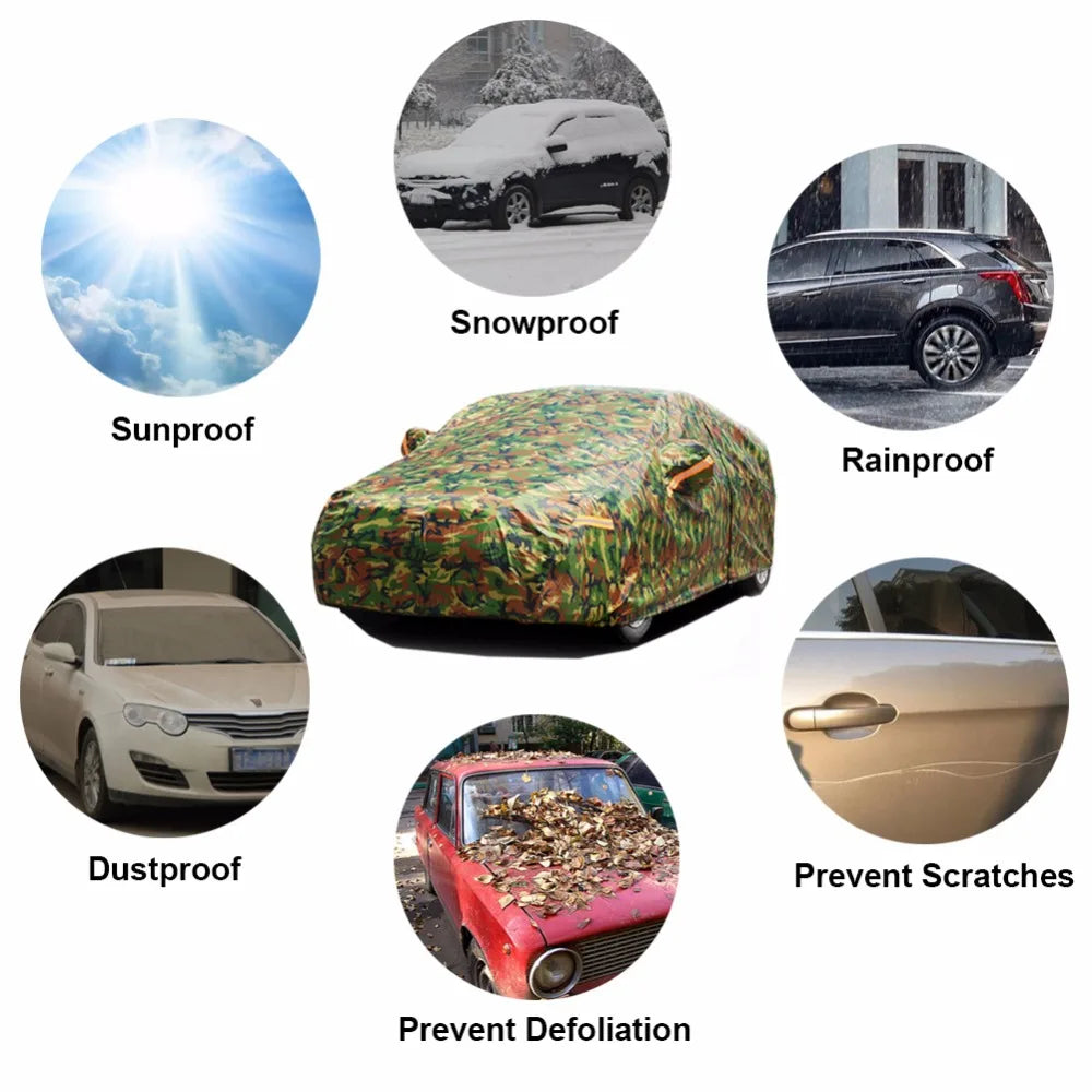 Kayme Waterproof Camouflage Car Covers Outdoor Sun Protection Cover for Car Reflector Dust Rain Snow Protective Suv Sedan Full
