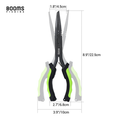 Booms Fishing F03 Fisherman's Fishing Pliers 23cm Long Nose Hook Remover Tools Stainless Steel Line Cutter Scissors