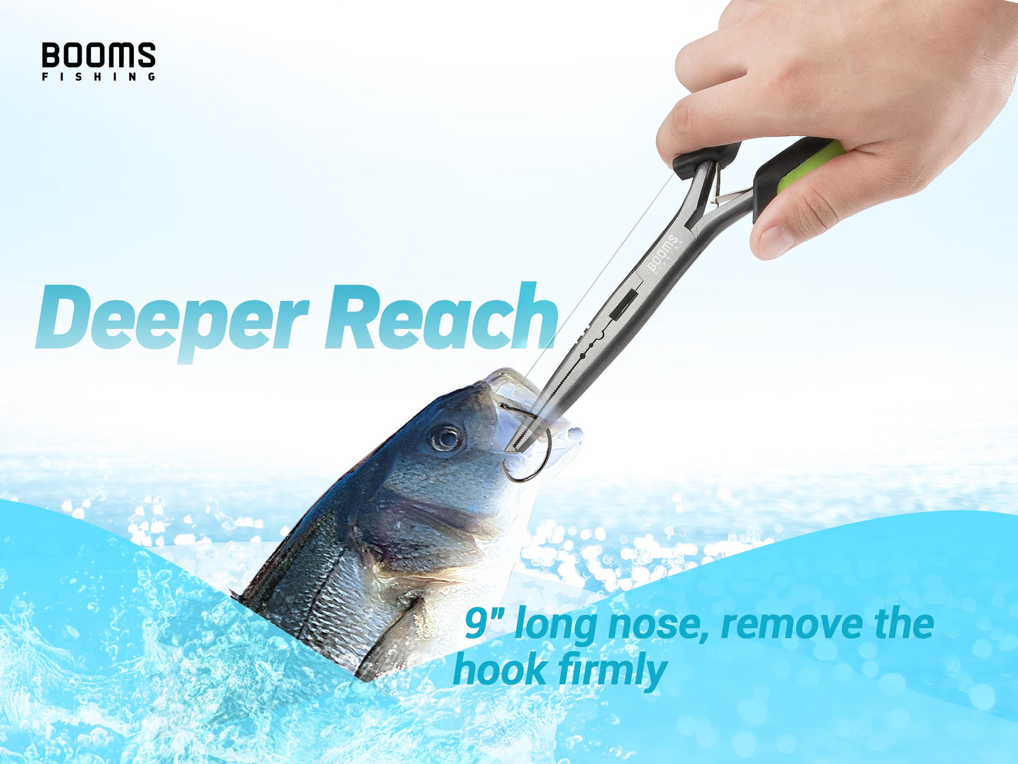 Booms Fishing F03 Fisherman's Fishing Pliers 23cm Long Nose Hook Remover Tools Stainless Steel Line Cutter Scissors